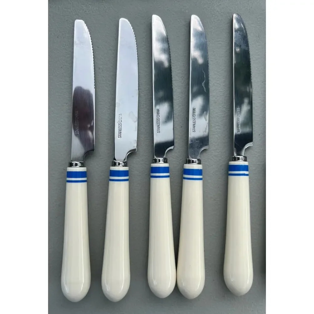 Target Home Faux Ceramic Blue Stripe & White Stainless Flatware Set, 12 Settings